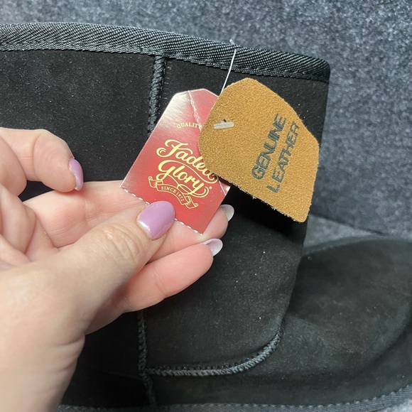 NWT genuine leather faded glory black boots size 10 - Picture 6 of 7